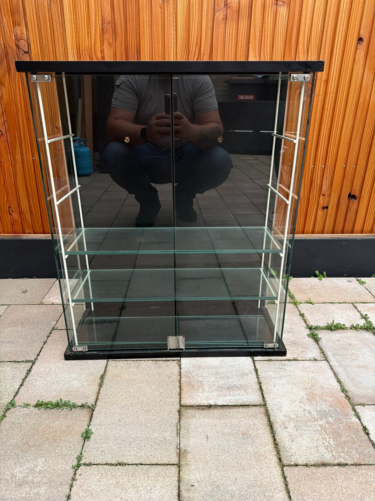Mooie vitrinekast met glazen planken, Huis en Inrichting, Gebruikt, Glas, Minder dan 100 cm, 25 tot 50 cm