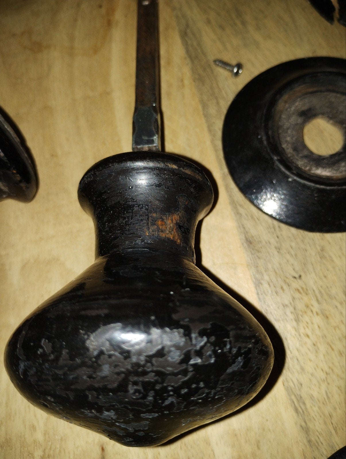 Antieke houten deur knop set, Ophalen of Verzenden