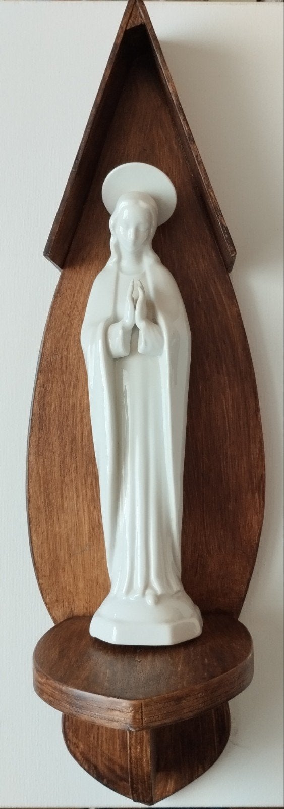 Porseleinen Mariabeeld op console, Antiek en Kunst, Ophalen of Verzenden