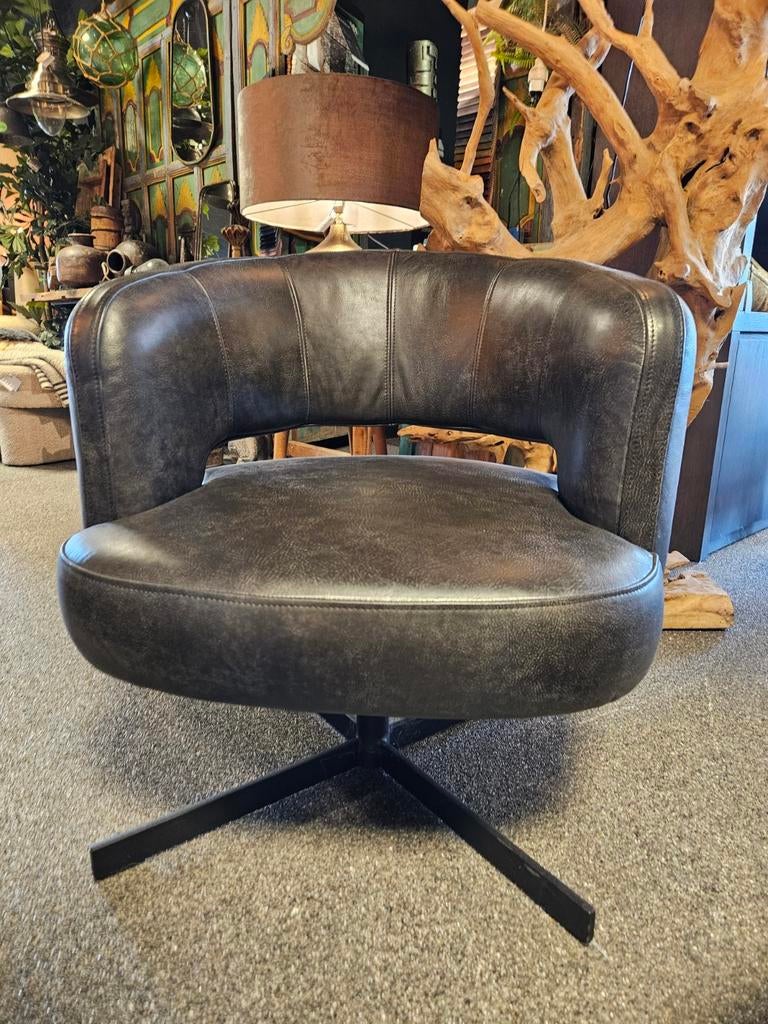 Fauteuil LENNOX africa leder het-anker, Huis en Inrichting, Fauteuils, Ophalen of Verzenden, Nieuw, Stof, 50 tot 75 cm