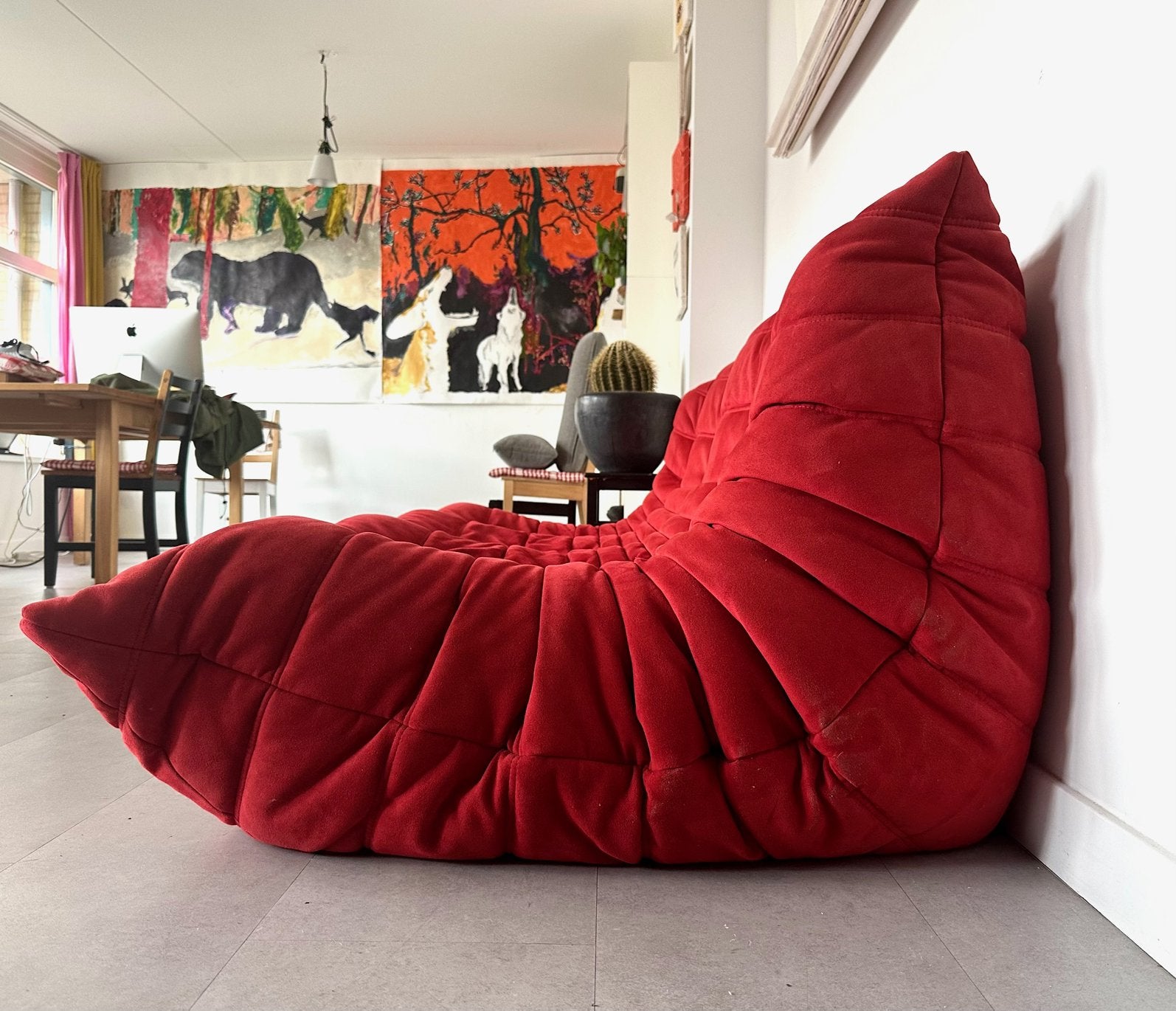Ligne Roset Togo // driezitsbank // Goya — rood, Huis en Inrichting, 150 tot 200 cm, Driepersoons, 75 tot 100 cm, Ophalen of Verzenden