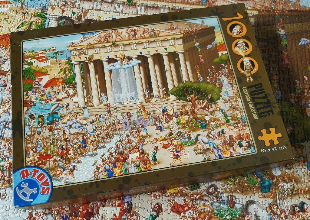 D-Toys Cartoon puzzel 1000 stukjes Acropolis en Parthenon, Ophalen of Verzenden, 500 t/m 1500 stukjes, Zo goed als nieuw