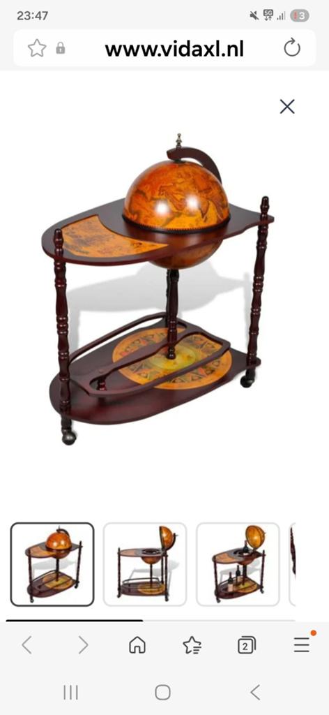 Antieke Globe Bar Trolley - Drankenkast op Wielen, Ophalen of Verzenden, Gebruikt