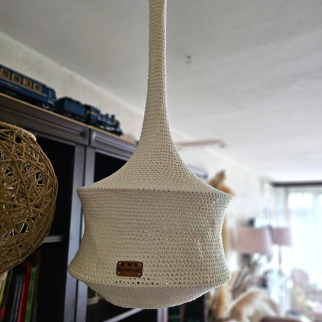 Gehaakte visnet hanglamp, Ophalen of Verzenden, Nieuw, Stof, 50 tot 75 cm