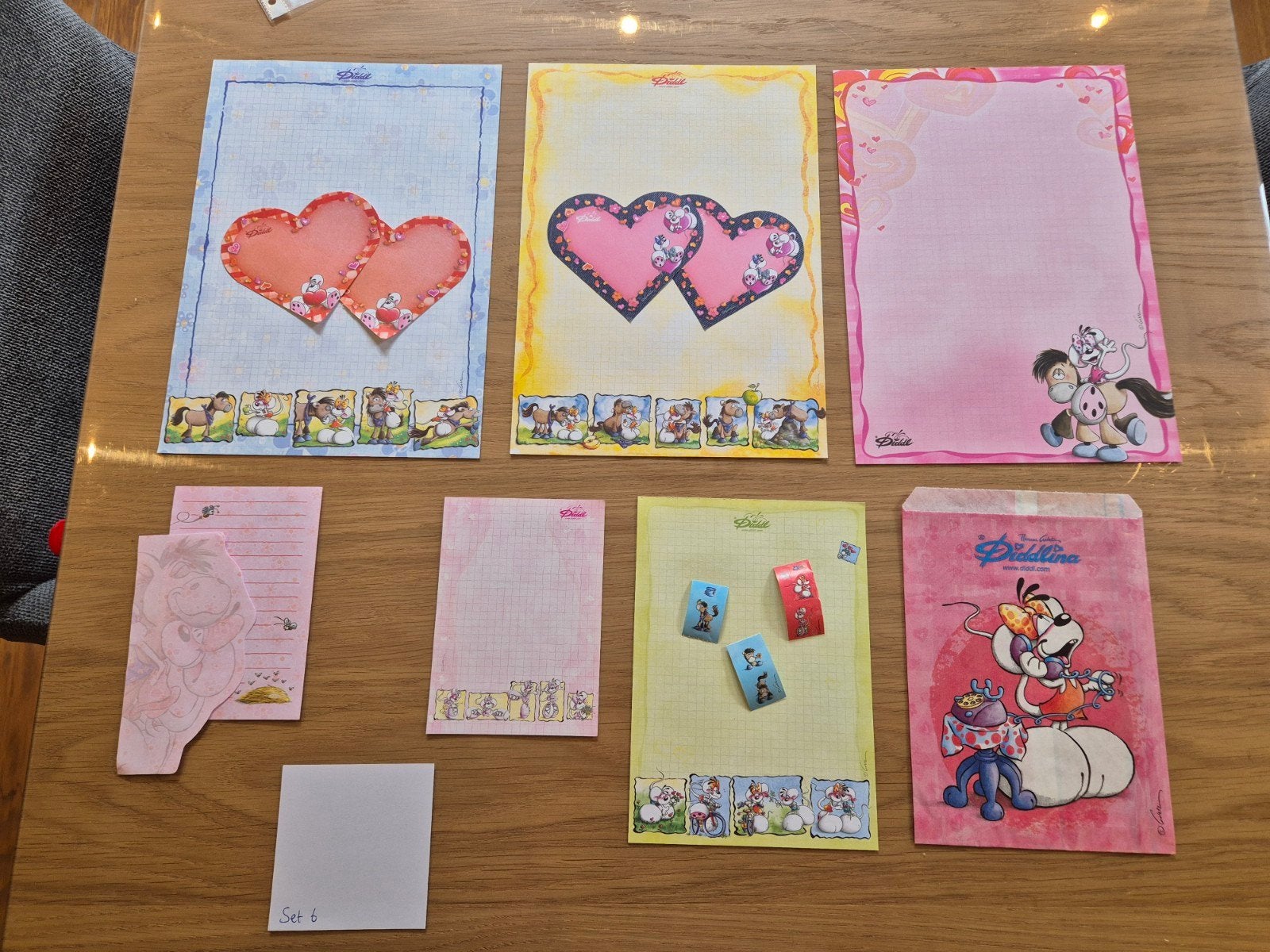 Diddl papierbundel met hartmemo's, stickers en cadeauzakje, Ophalen of Verzenden, Zo goed als nieuw, Papier, Kaart of Schrift