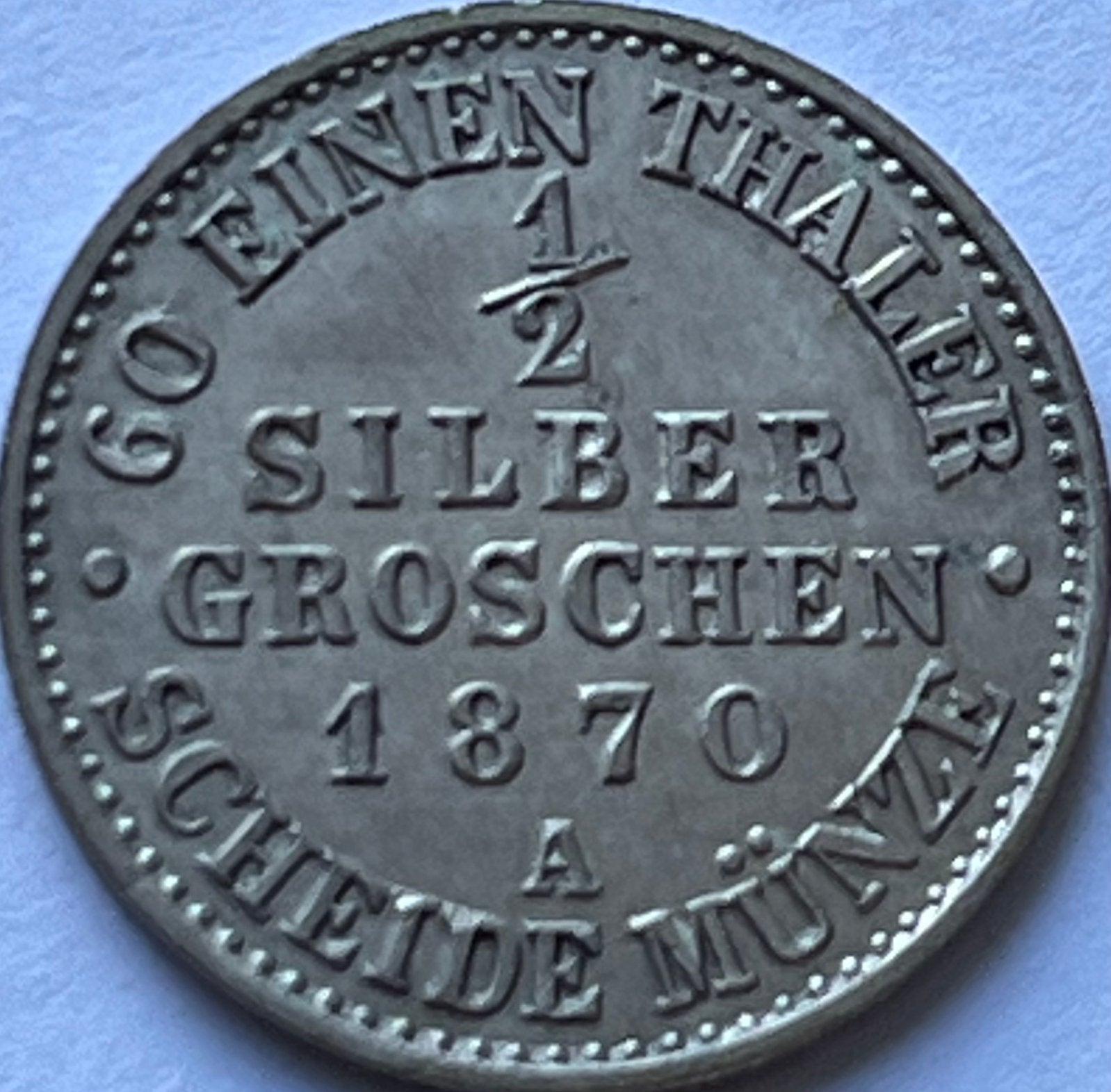 Pruisen schitterende halve silbergroschen 1870A, Ophalen of Verzenden, Duitsland, Losse munt, Zilver