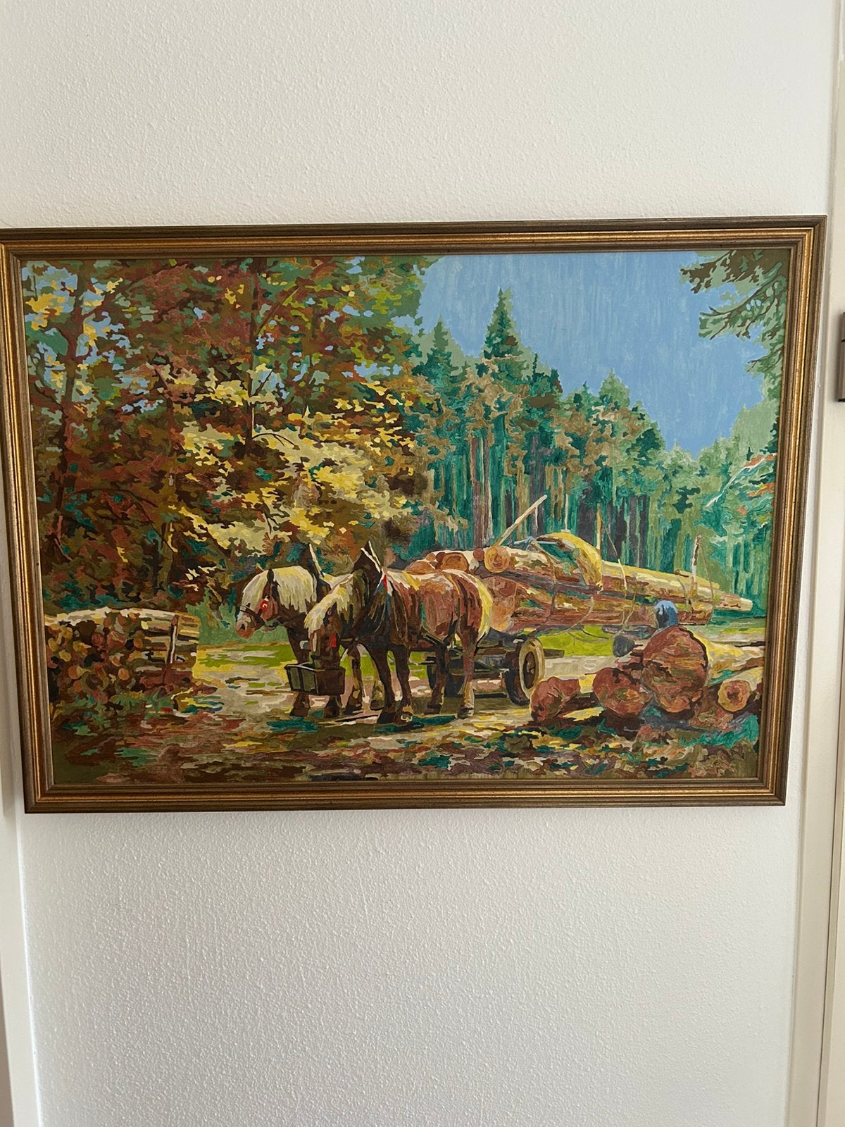 Schilderij met paarden, Ophalen of Verzenden