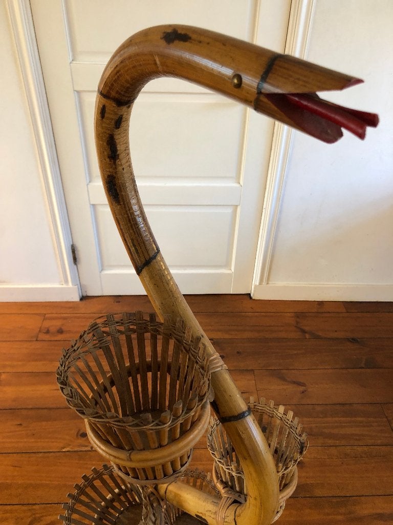 Rotan "Rohé Noordwolde" plantenstandaard, vintage design, Overige materialen, Rond, Ophalen of Verzenden, Zo goed als nieuw