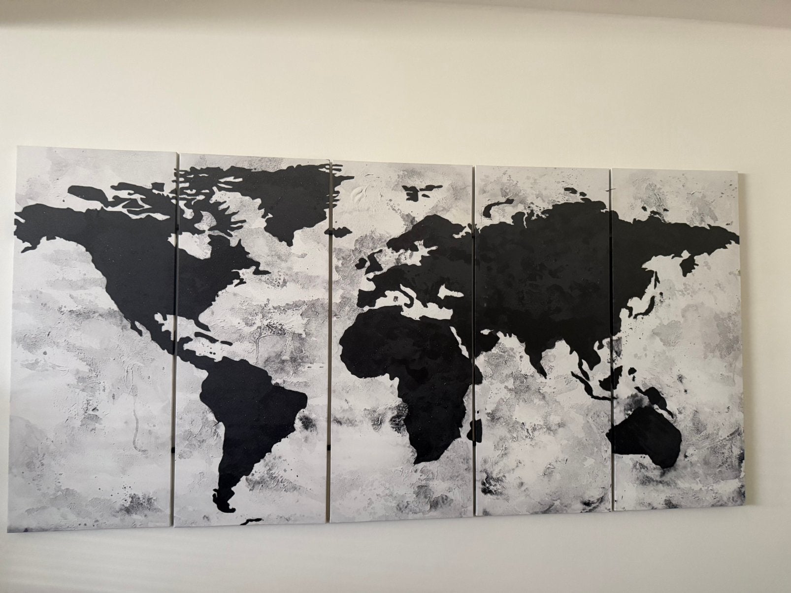 * Vijf luik schilderij Wereldkaart *, Ophalen, 125 cm of meer, Zo goed als nieuw, Schilderij