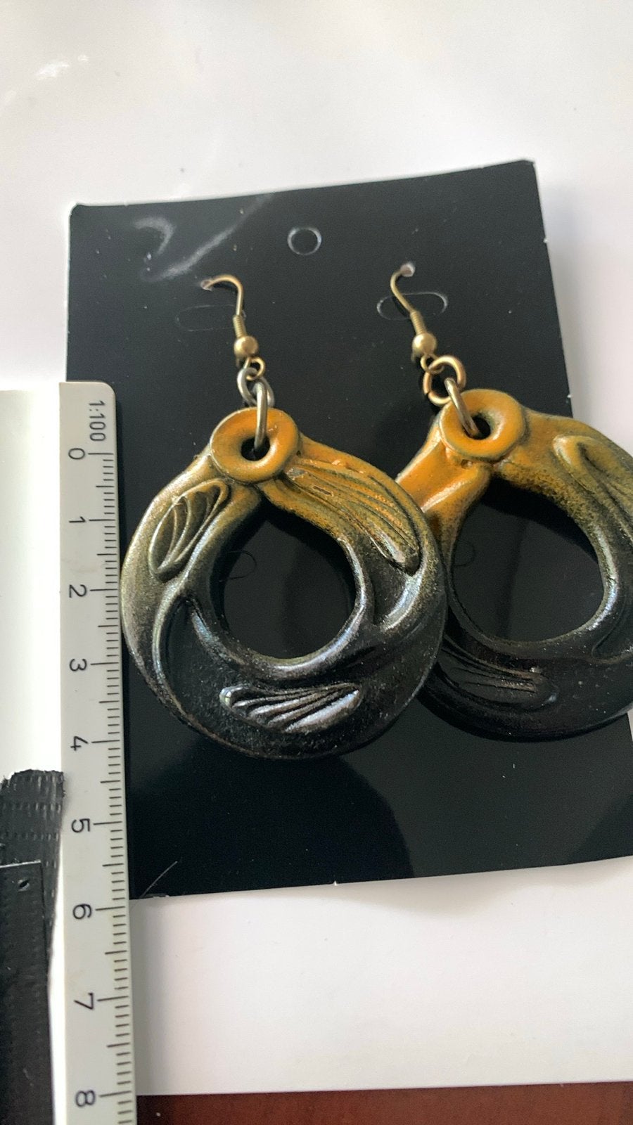 Nieuwe Lichtgewicht Kunst Hars Oorbellen, Overige materialen, Hangers, Zwart, Nieuw