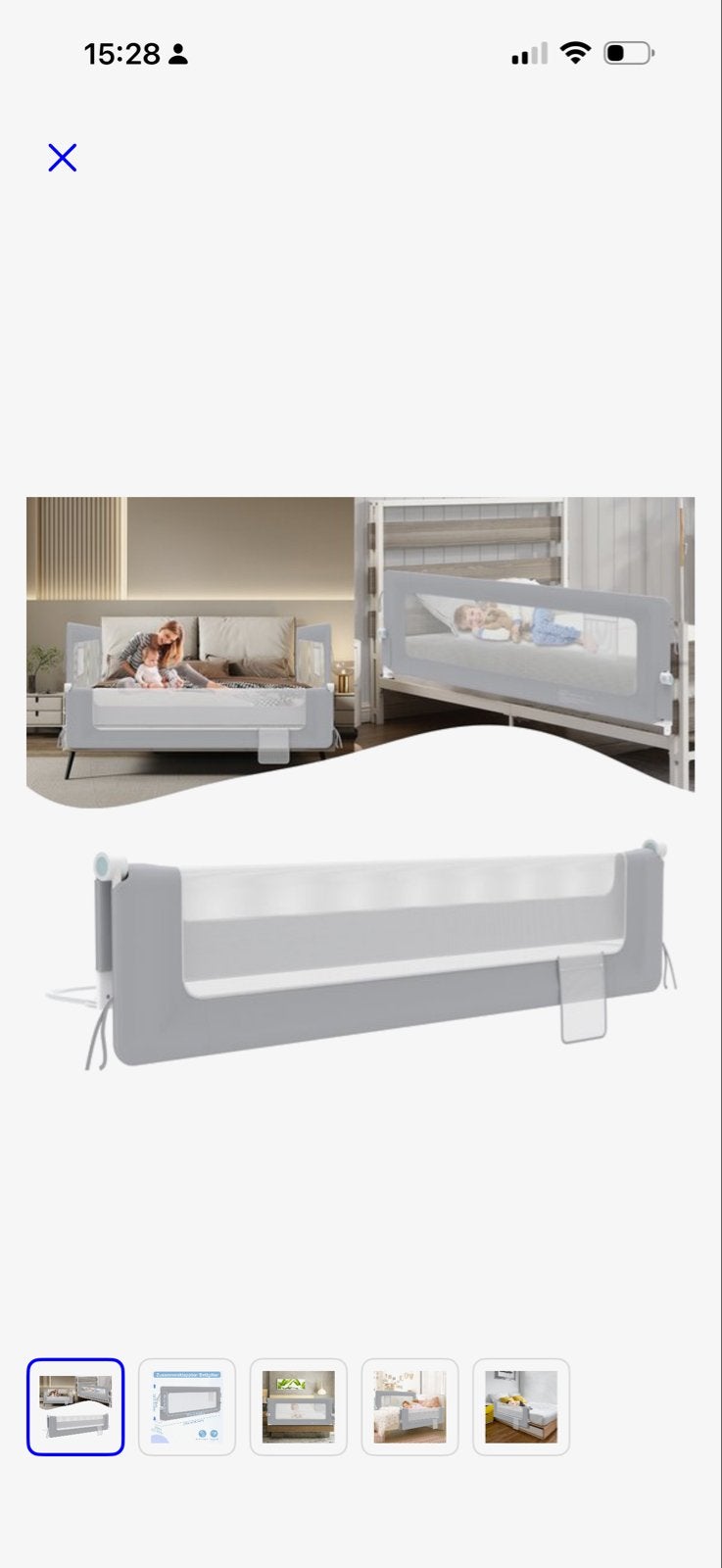Nieuw Bedhekje Valbeveiliging - Grijs, Ophalen, Nieuw, 180 cm of meer, Minder dan 70 cm