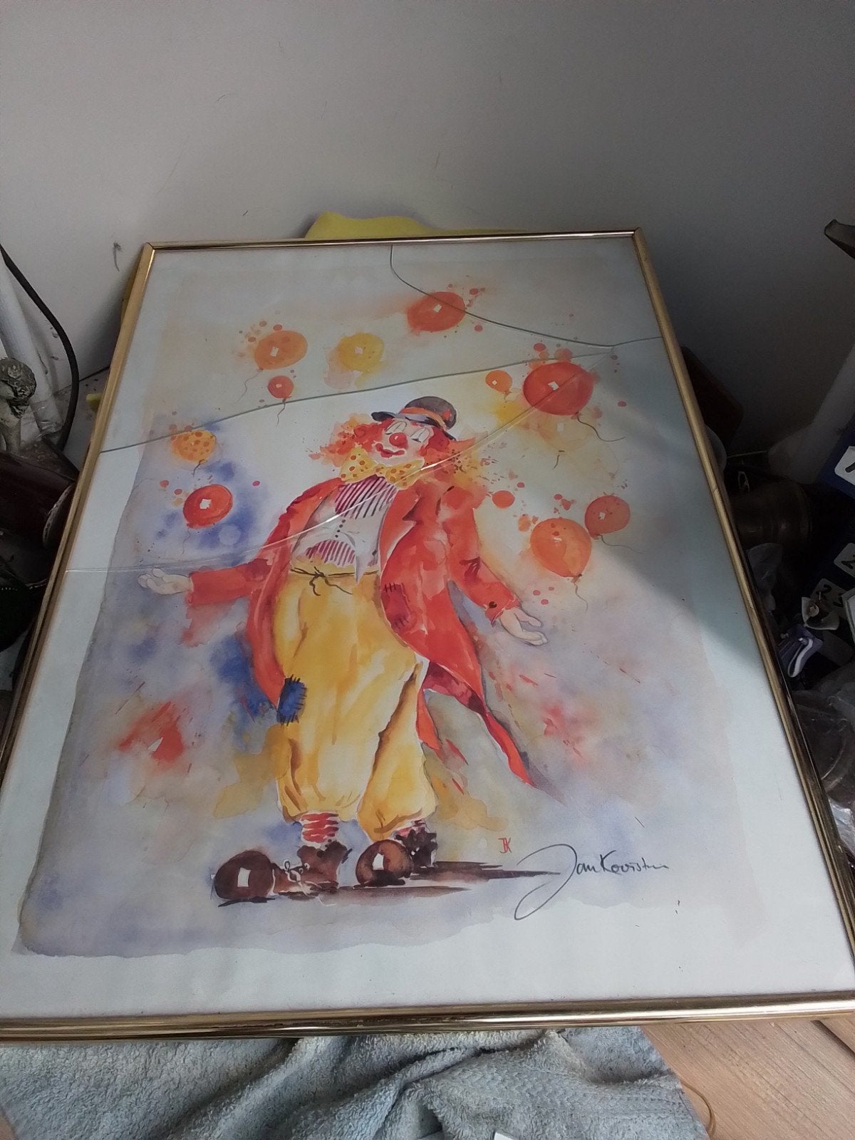 15828) grote prent Clown Happy Frodo  Jan Kooistra, Ophalen of Verzenden