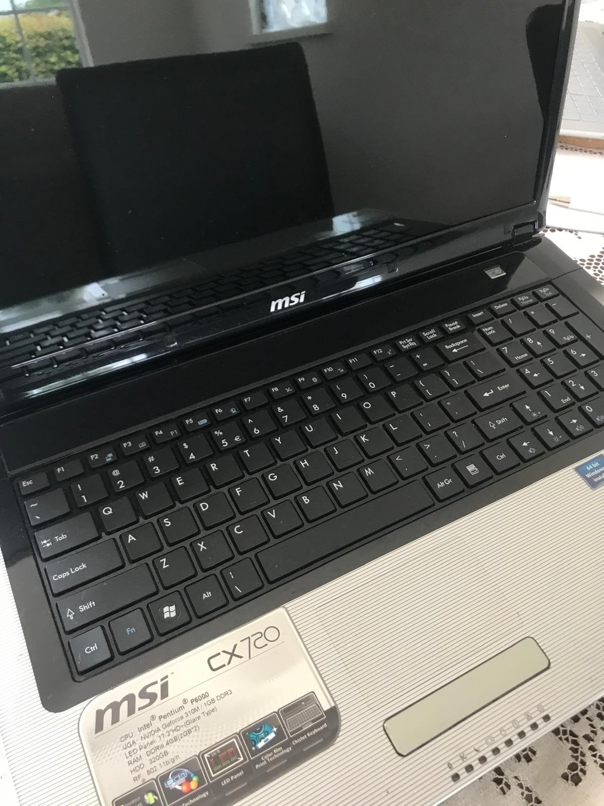 MSI CX720 Laptop - Intel Pentium P6000, 4GB RAM, 320GB HDD, 320GB, Gebruikt, Qwerty, Verzenden