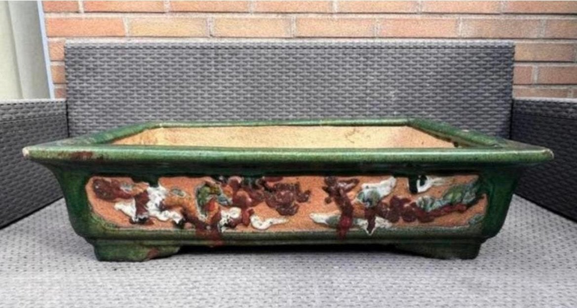Bonsai schaal XXL gedecoreerd Chinees aardewerk 70x45x18, Tuin en Terras, Bloempotten, Ophalen, 40 cm of meer, Zo goed als nieuw