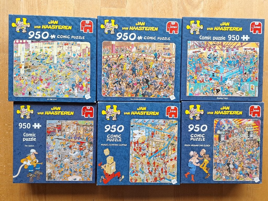 6+1 puzzels Van Haasteren (900 en 1000 stukjes), Ophalen of Verzenden, 500 t/m 1500 stukjes, Zo goed als nieuw