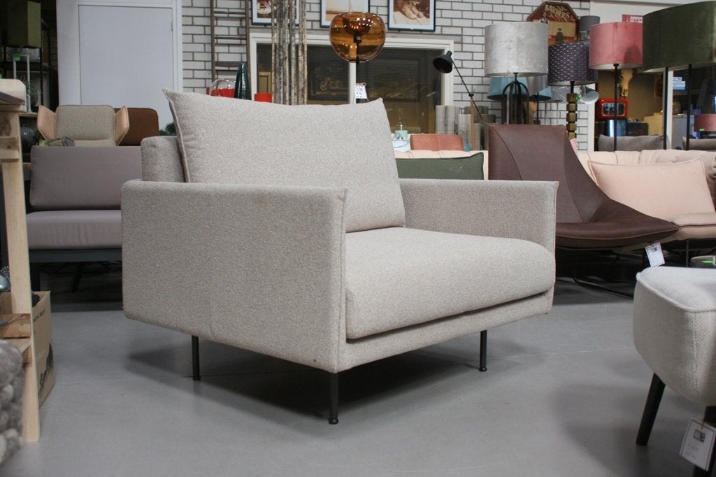 Prachtige fauteuil JAZZ Jess design loveseat beige naturel, Huis en Inrichting, Ophalen, 75 tot 100 cm, Zo goed als nieuw, 100 tot 125 cm