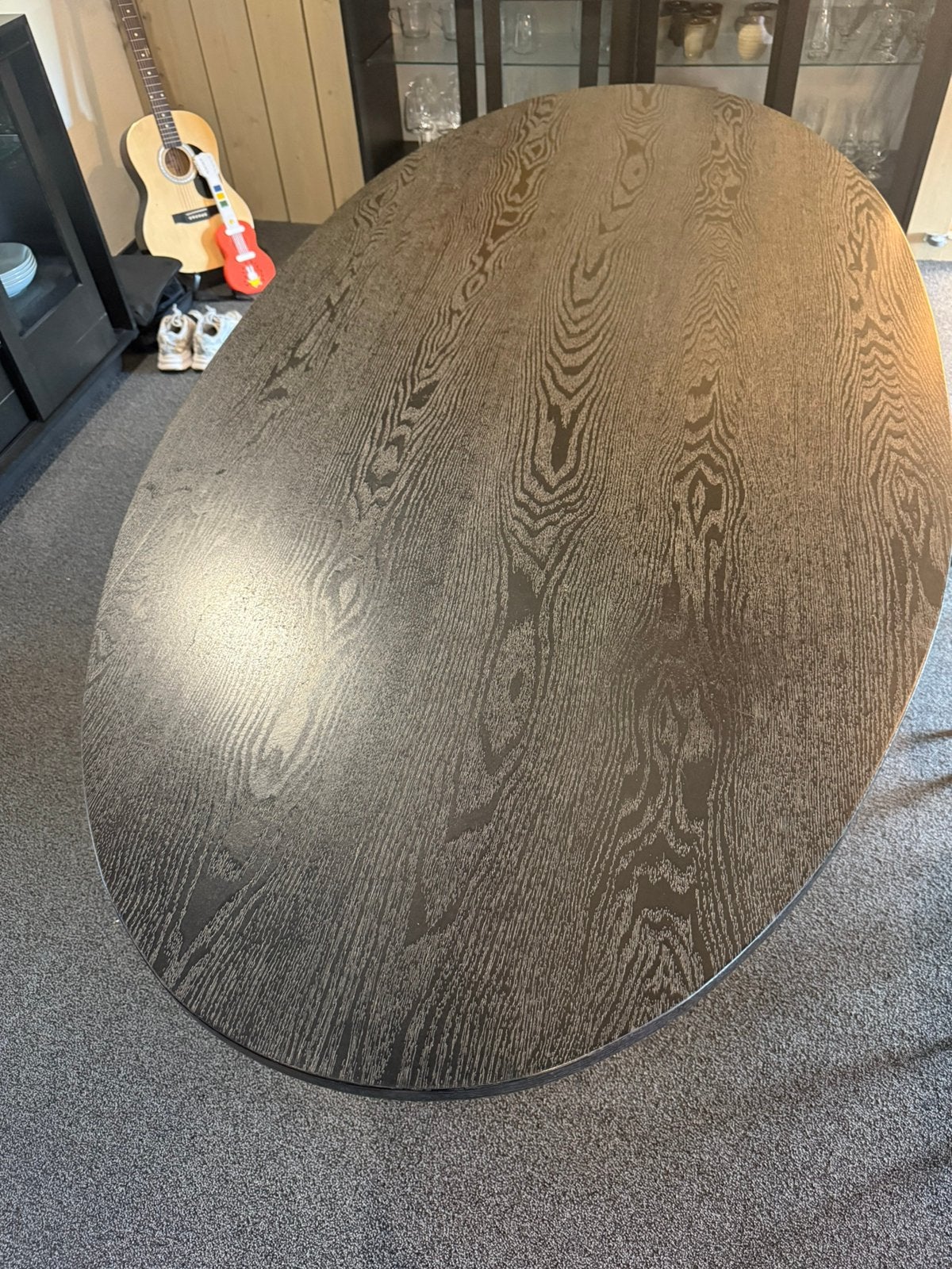 Ruime ovale eettafel 210x100 cm, Ophalen, Gebruikt, 100 tot 150 cm, 200 cm of meer