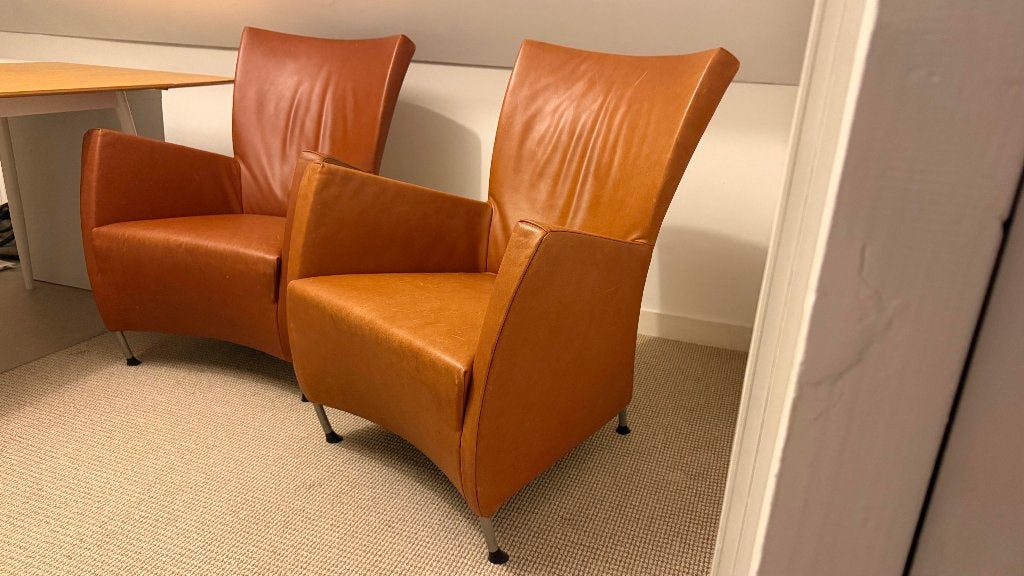 2 Montis Windy leren designfauteuil – topstaat –, Huis en Inrichting, Fauteuils, Ophalen, Minder dan 50 cm, Nederlands high-end design