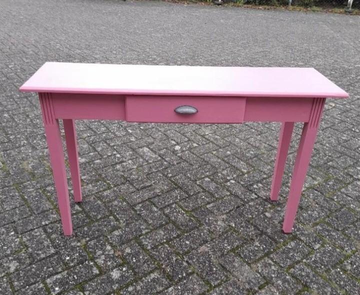 Leuke rose side tafel, Ophalen of Verzenden, Zo goed als nieuw, 25 tot 50 cm, Rechthoekig