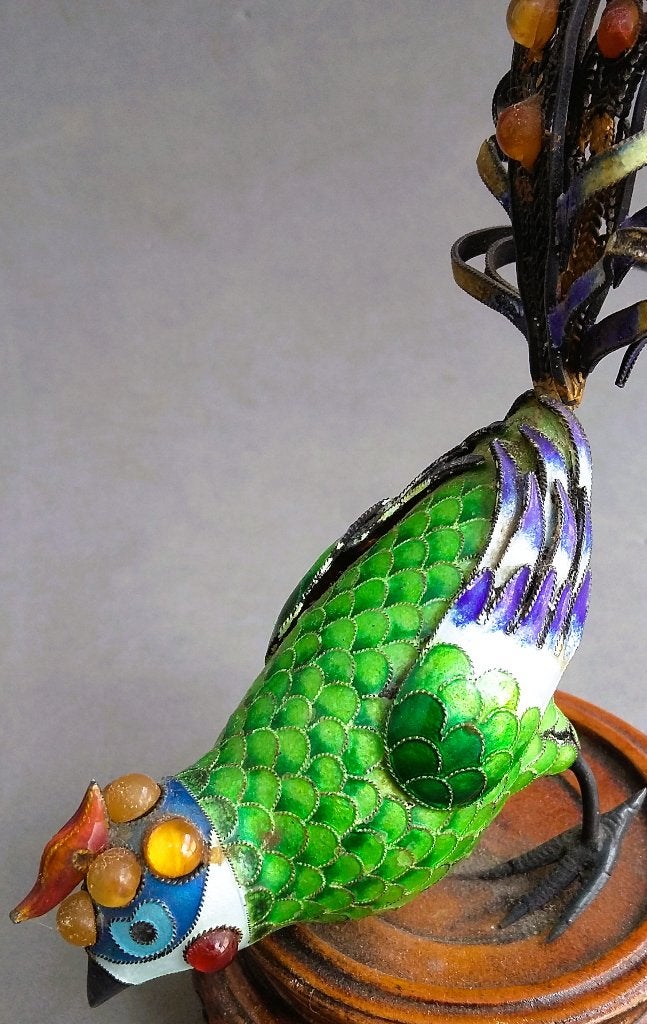 20 ste eeuws Chinese Cloisonne Vogel Glas Emaille Siervogel, Antiek en Kunst, 13 cm, Handgemaakt, Ophalen of Verzenden, China