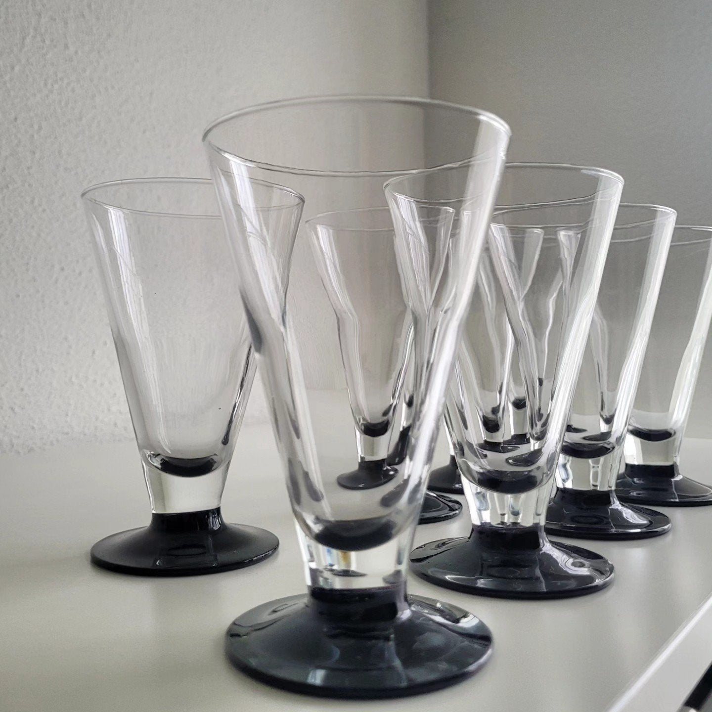 Arcoroc Domino ijscoupes jaren '80 - Set van 9, Huis en Inrichting, Keuken | Servies, Ophalen of Verzenden, Zo goed als nieuw