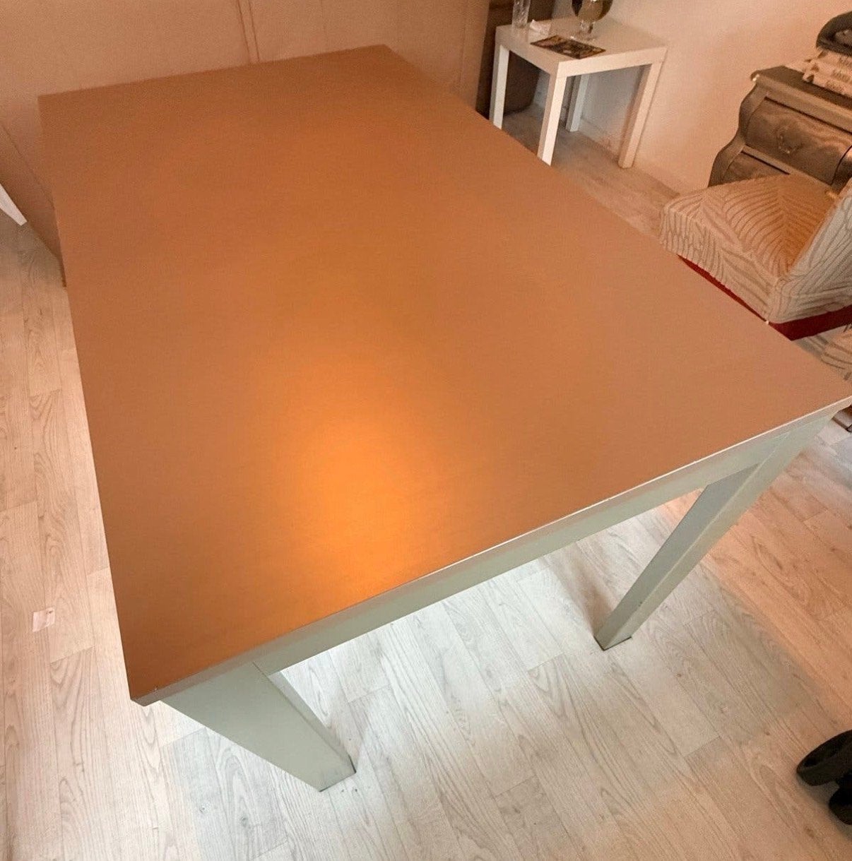 Moderne eettafel 140x80 cm, Gebruikt, 100 tot 150 cm, Metaal, Vier personen