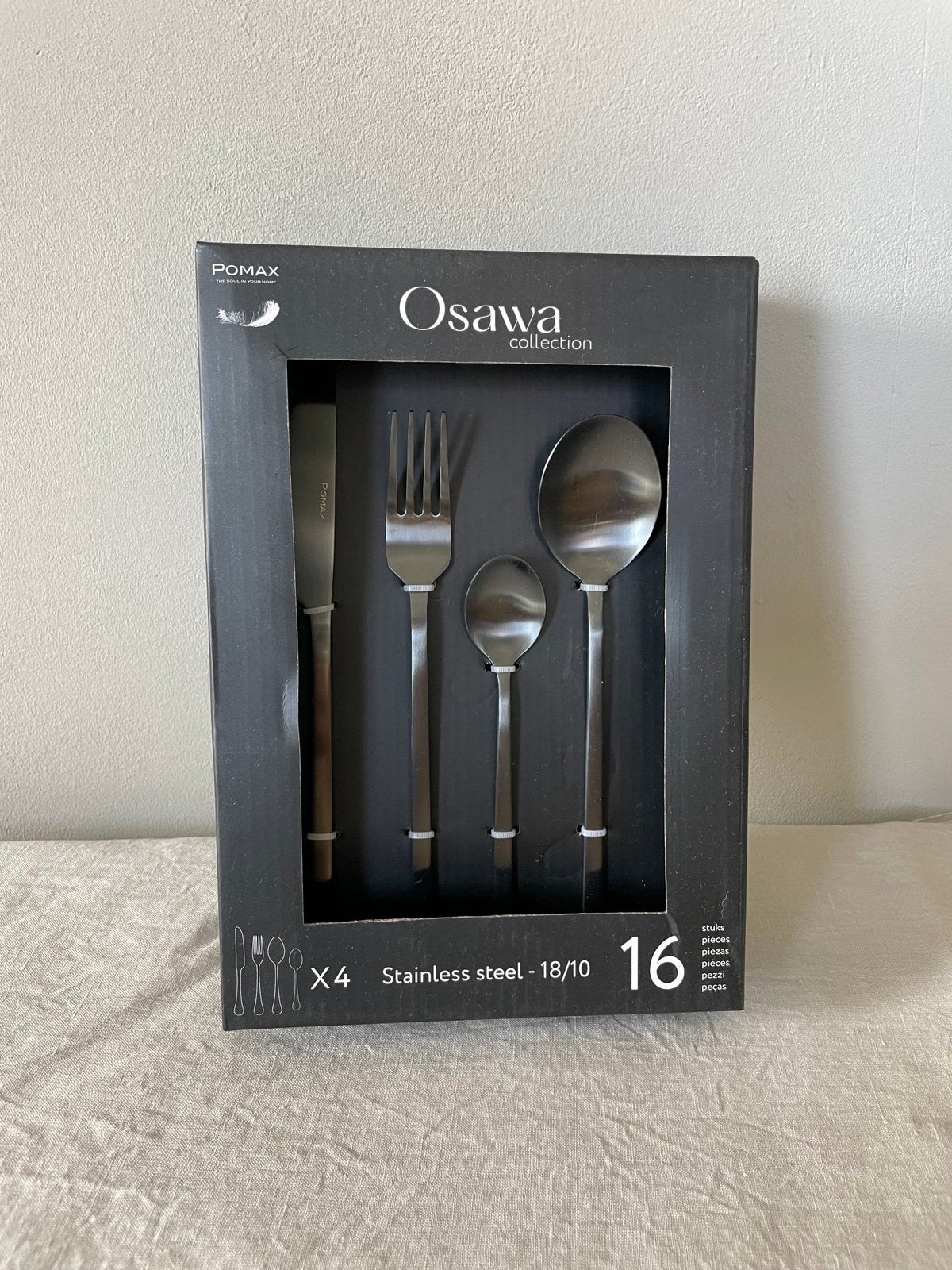 Osawa pomax bestekset zwart, Ophalen, Zo goed als nieuw, Rvs of Chroom