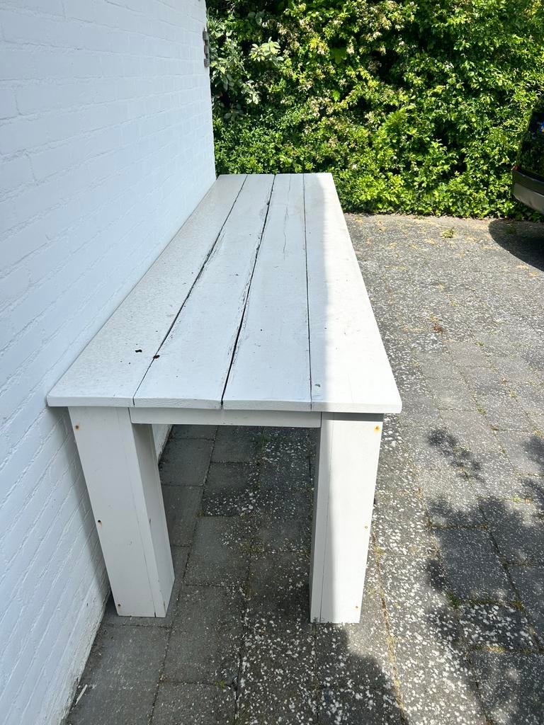 Steigerhouten tafel wit geverfd voor buiten, Tuin en Terras, Tuintafels, Gebruikt, Rechthoekig, Hout, Ophalen
