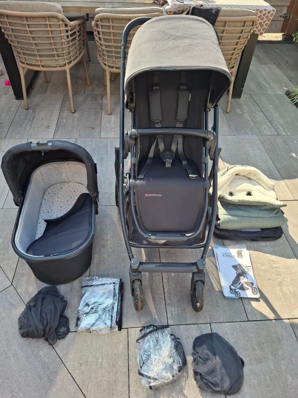 UPPAbaby Vista V2 Kinderwagen met Reiswieg en Accessoires, Kinderen en Baby's, Kinderwagens en Combinaties, Gebruikt, Combiwagen