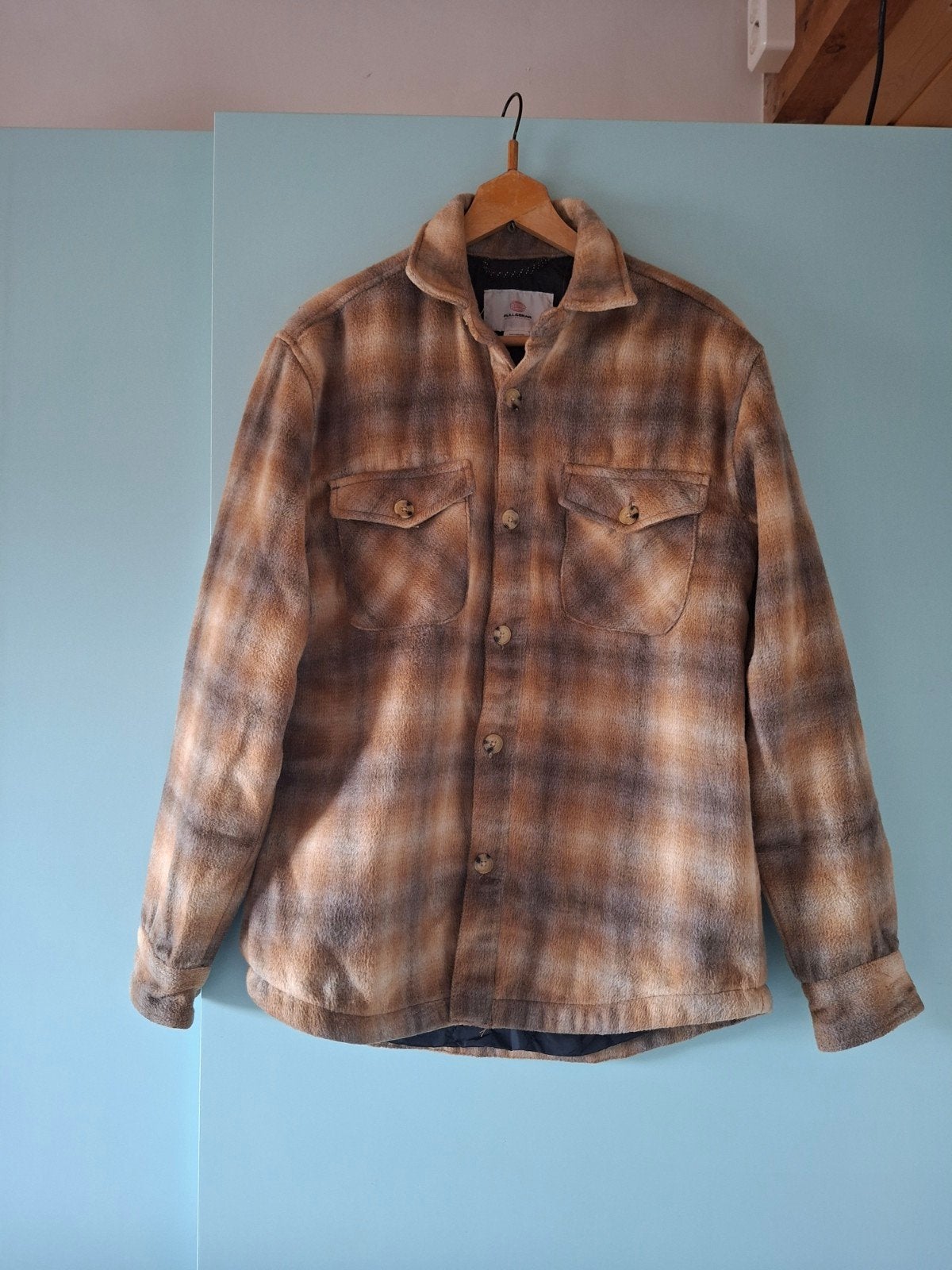 Pull&Bear geruit fleece overhemdjasje maat S, Kleding | Heren, Ophalen of Verzenden, Zo goed als nieuw, Bruin