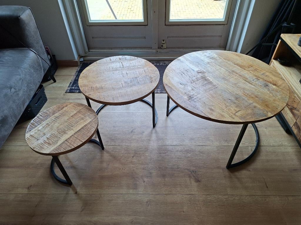 Set BIjzettafels, Huis en Inrichting, Tafels | Bijzettafels, Ophalen, Minder dan 45 cm, Gebruikt, Rond