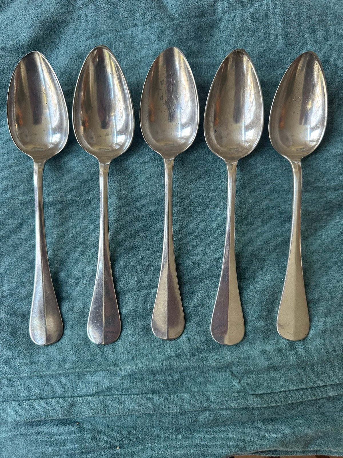 Christofle - 5 antiek verzilverde lepels - model Baguette, Ophalen of Verzenden