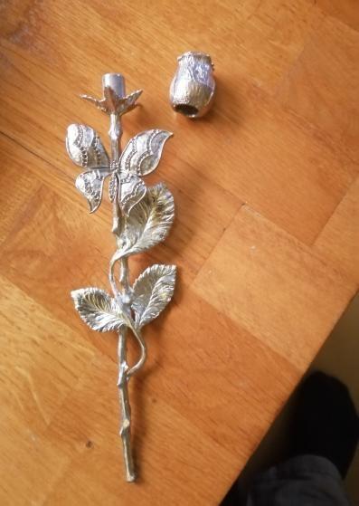 Tinnen mini urn As Roos met 3D vlinder (met holle knop!), Ophalen of Verzenden, Nieuw, Religie