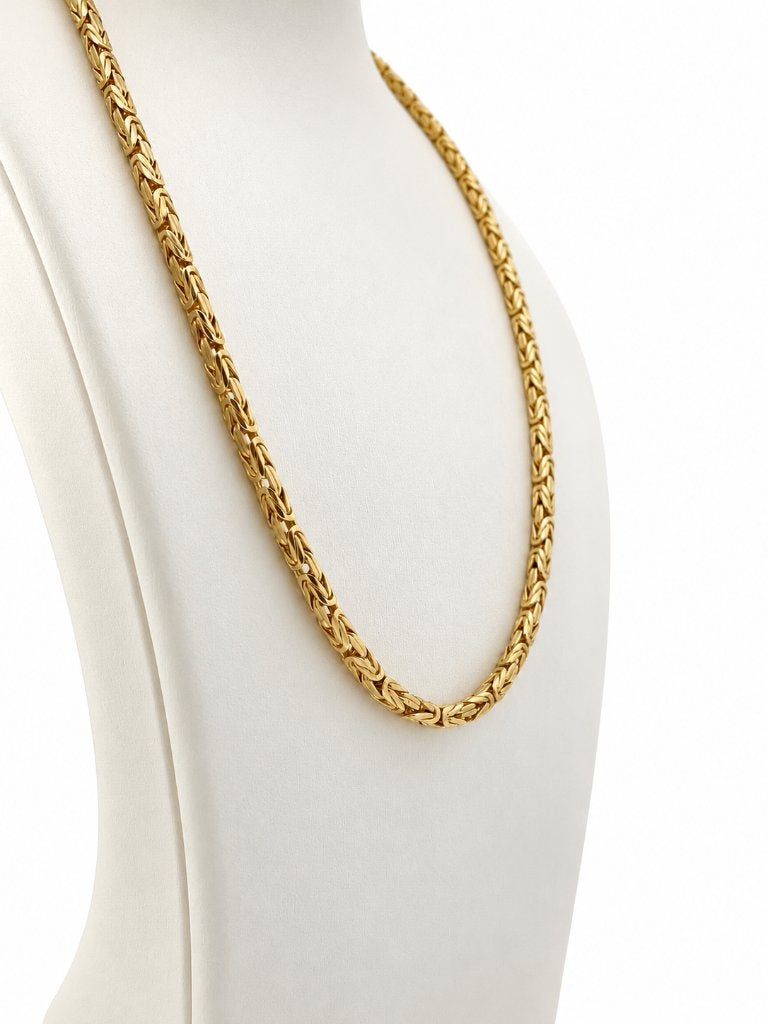 18 K Gouden Koningsketting Byzantijns - 62 cm / 4 mm / 88 g, Ophalen, TIEMAN JUWELIERS, -, Zo goed als nieuw
