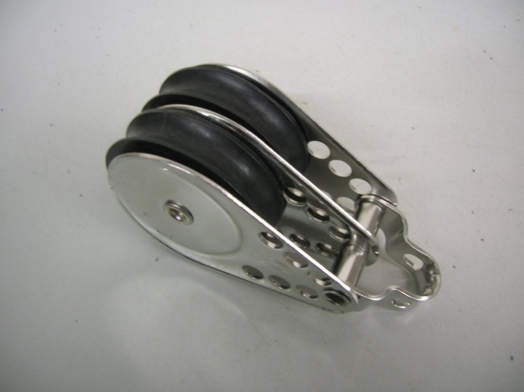 RVS Blok Katrol, dubbelschijfs, 10 - 12 mm lijn, naaldlagers, Watersport en Boten, Accessoires en Onderhoud, Ophalen of Verzenden