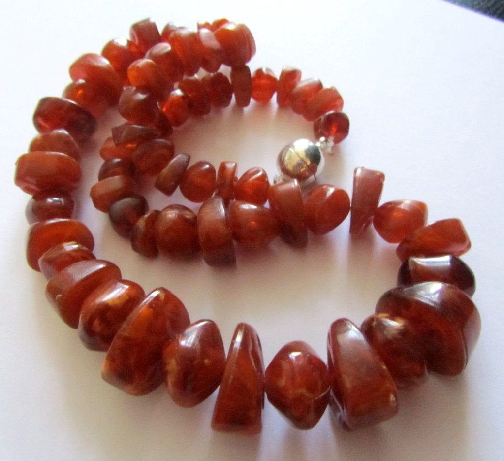 Prachtige Barnsteen Amber ketting, collier, 64 gr, Ophalen, Bruin, Zo goed als nieuw, Steen of Mineraal