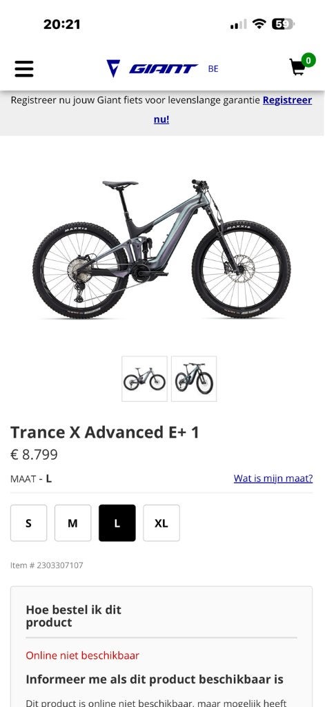 Giant Trance X Advanced E+ 1 Maat L (Accessoires,Live Valve), Ophalen, Fully, Giant, Zo goed als nieuw