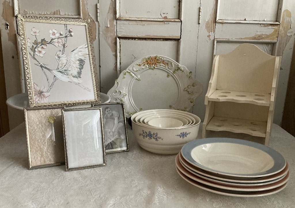 Brocante eierrekje - serveerschaal - nest schalen - borden, Ophalen
