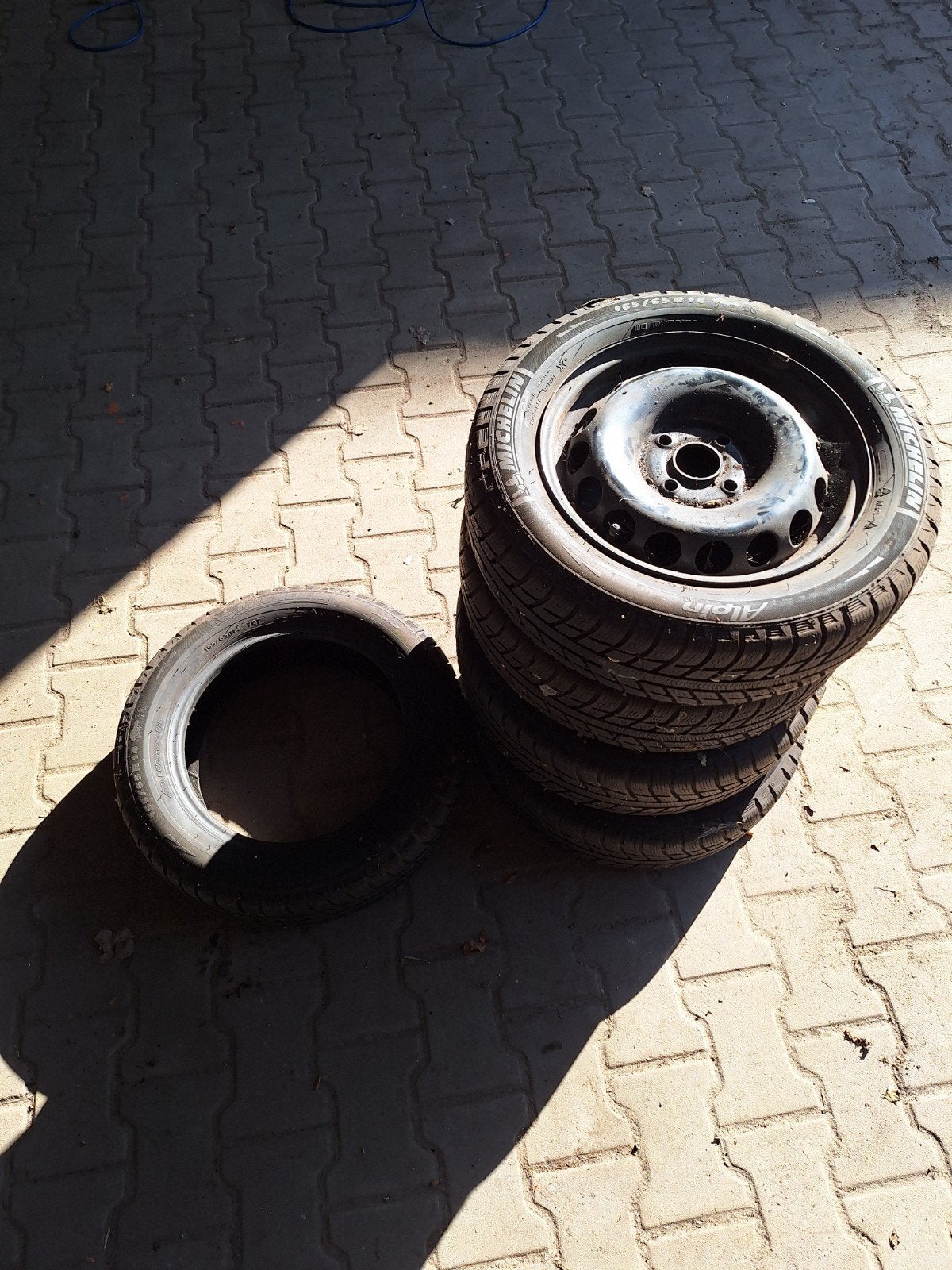 Michelin winterbanden 165/65R14 op stalen velgen, Ophalen, Gebruikt