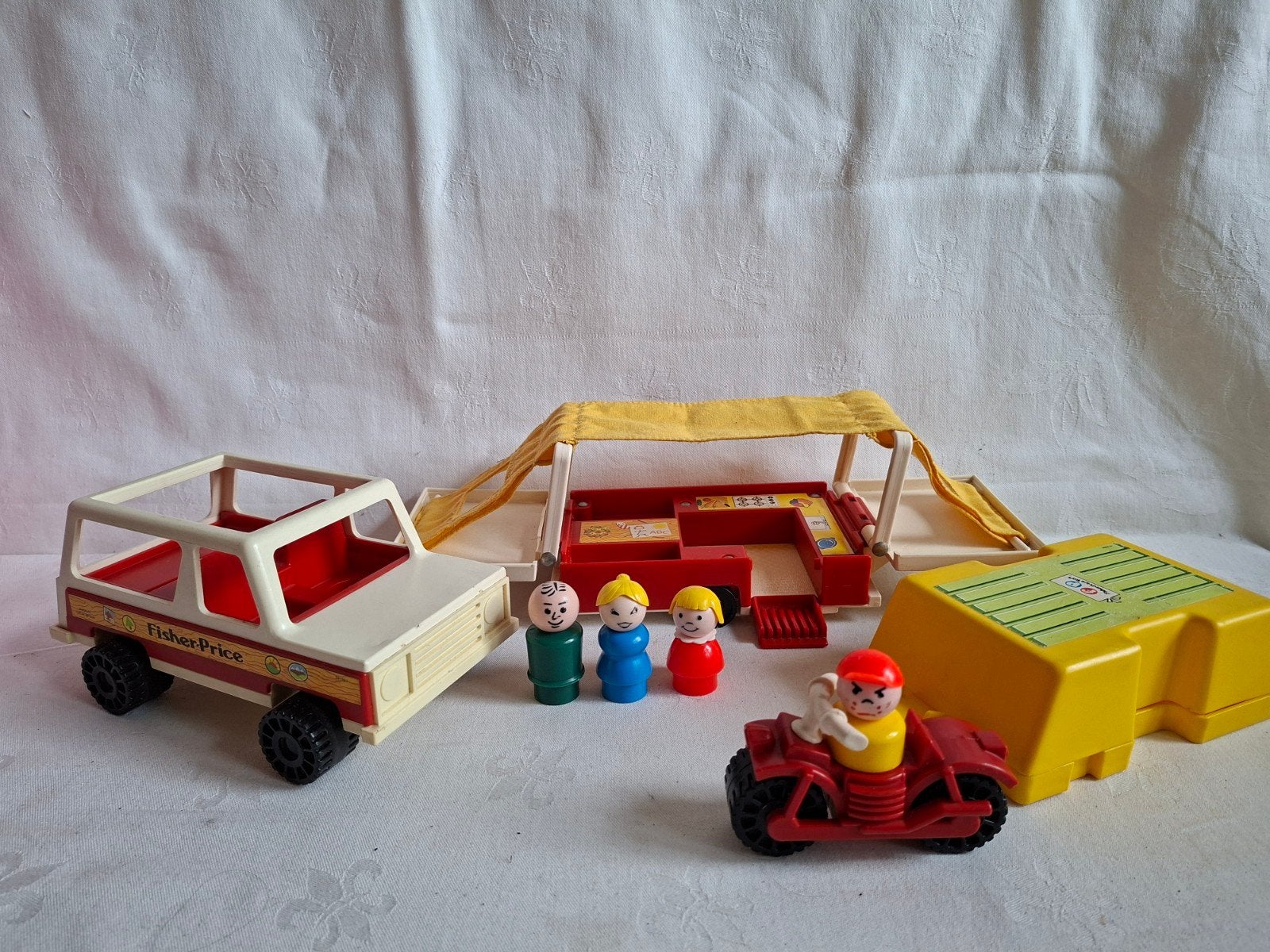 Vintage Fisher Price Play Family Car & Pop up Camper set 992, Ophalen of Verzenden, Gebruikt, Speelset
