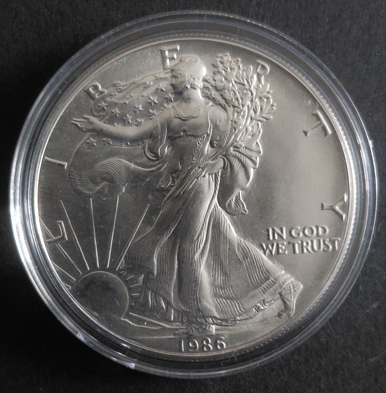 American Silver Eagle 1986 (1e editie) 1 oz 999 zilver, Verzenden, Zilver