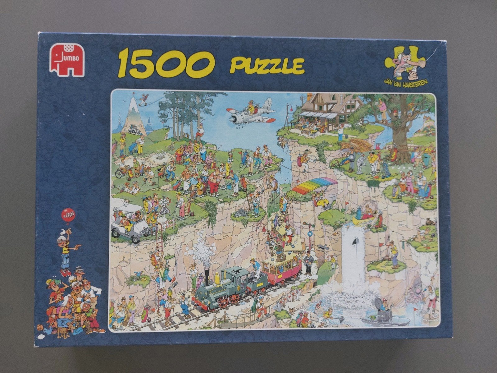 Puzzel Jan van Haasteren De golfbaan, Ophalen of Verzenden, 500 t/m 1500 stukjes, Gebruikt, Legpuzzel