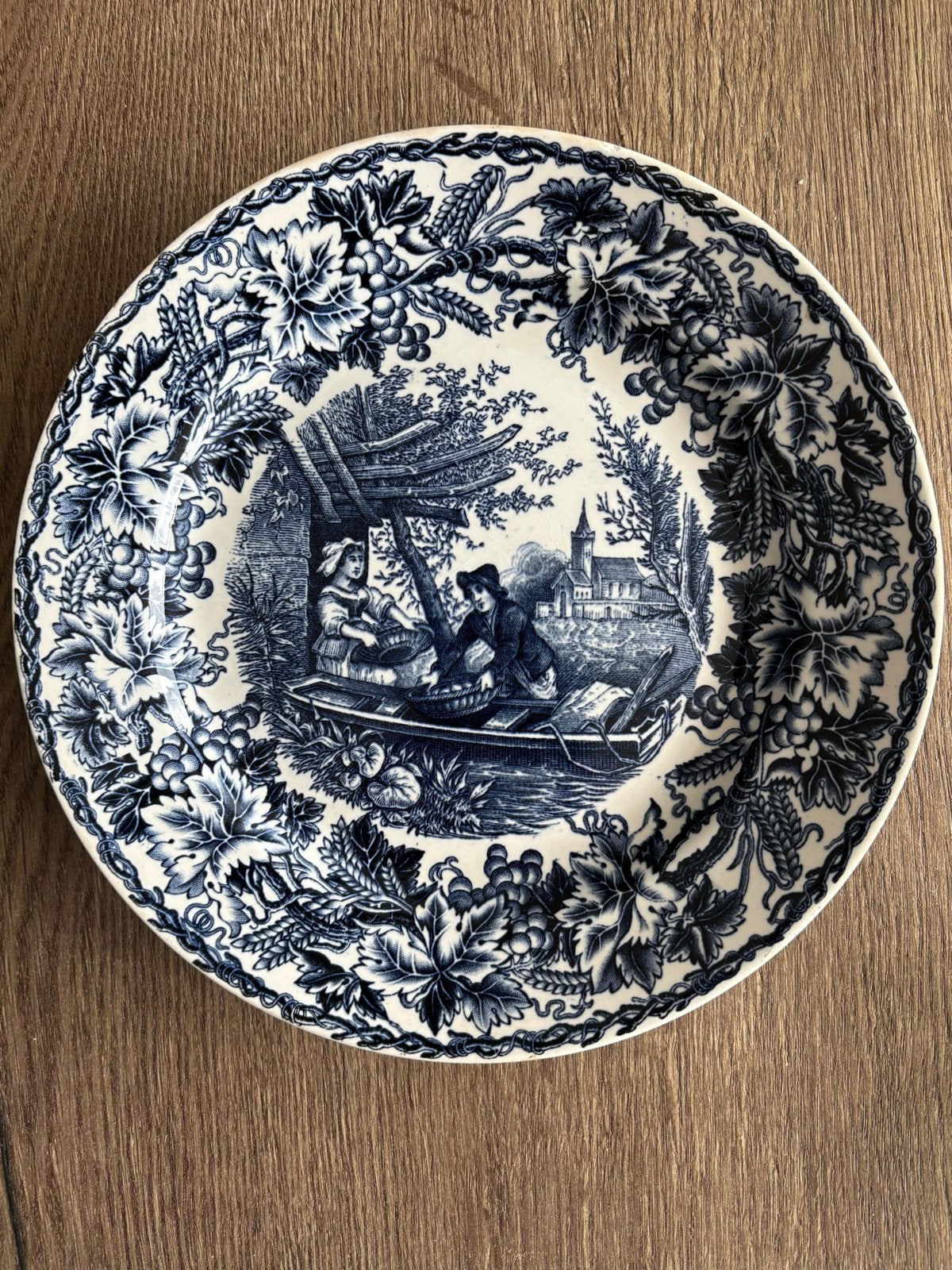 Antiek wandbord Société Céramique Maastricht blauw-wit decor, Antiek en Kunst, Antiek | Servies los, Ophalen of Verzenden
