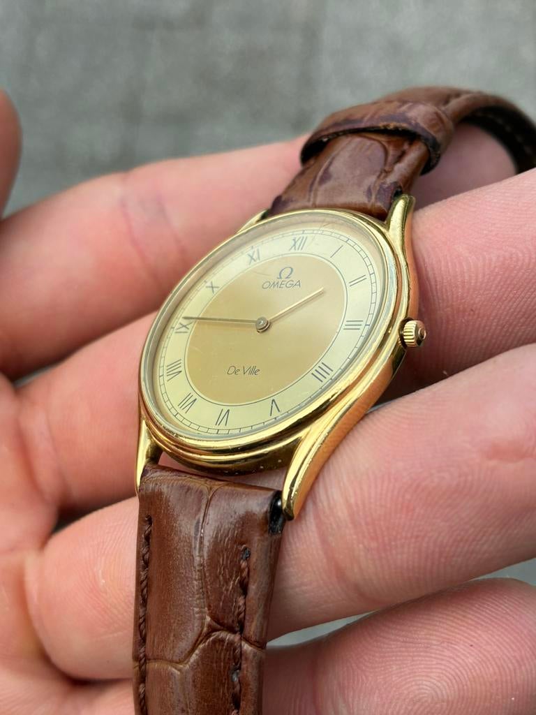 Omega De Ville vintage herenhorloge (jaren 80) – goud, Sieraden, Tassen en Uiterlijk, Horloges | Heren, Ophalen of Verzenden, Goud