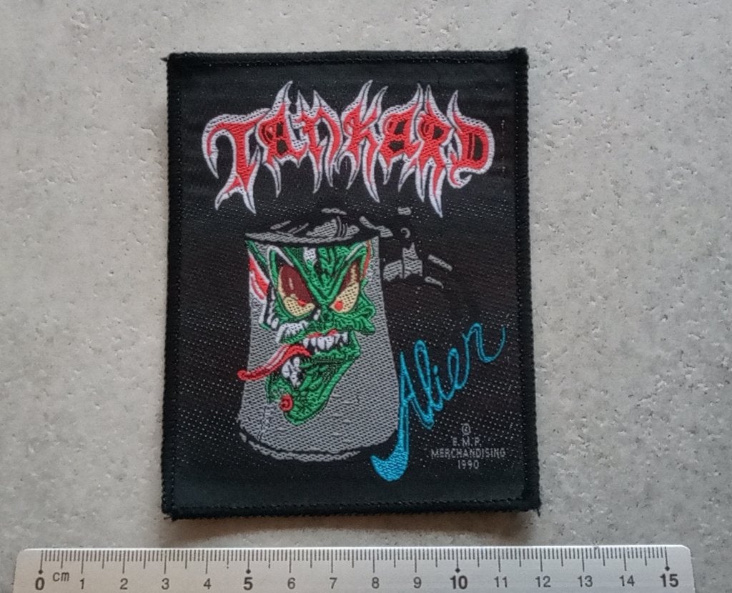 Tankard zeer mooie + zeldzame 1990 Alien vintage patch t104, Verzamelen, Ophalen of Verzenden, Nieuw, Kleding