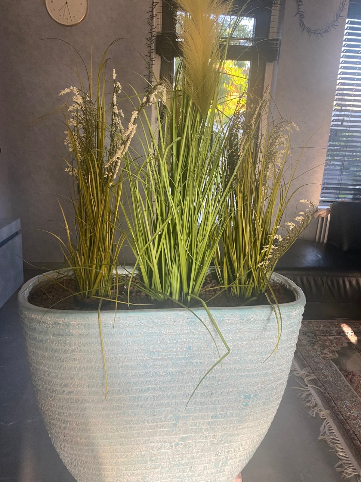 Grote decoratieve plantenbak met kunstgras – complete set, Ophalen of Verzenden, Nieuw, Hout, 60 cm of meer