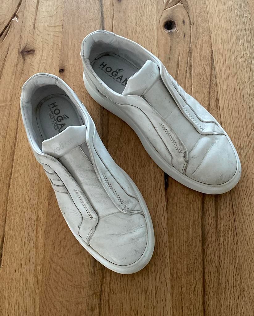 Hogan leren heren sneakers wit maat 9,5 (44), Verzenden, Wit, Sneakers of Gympen, Gedragen
