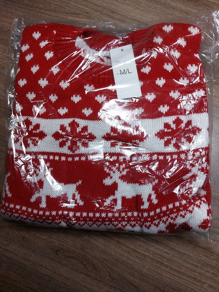 Kersttrui van Angel - Rendieren en Sneeuwvlokken - Maat L, Ophalen of Verzenden, Nieuw