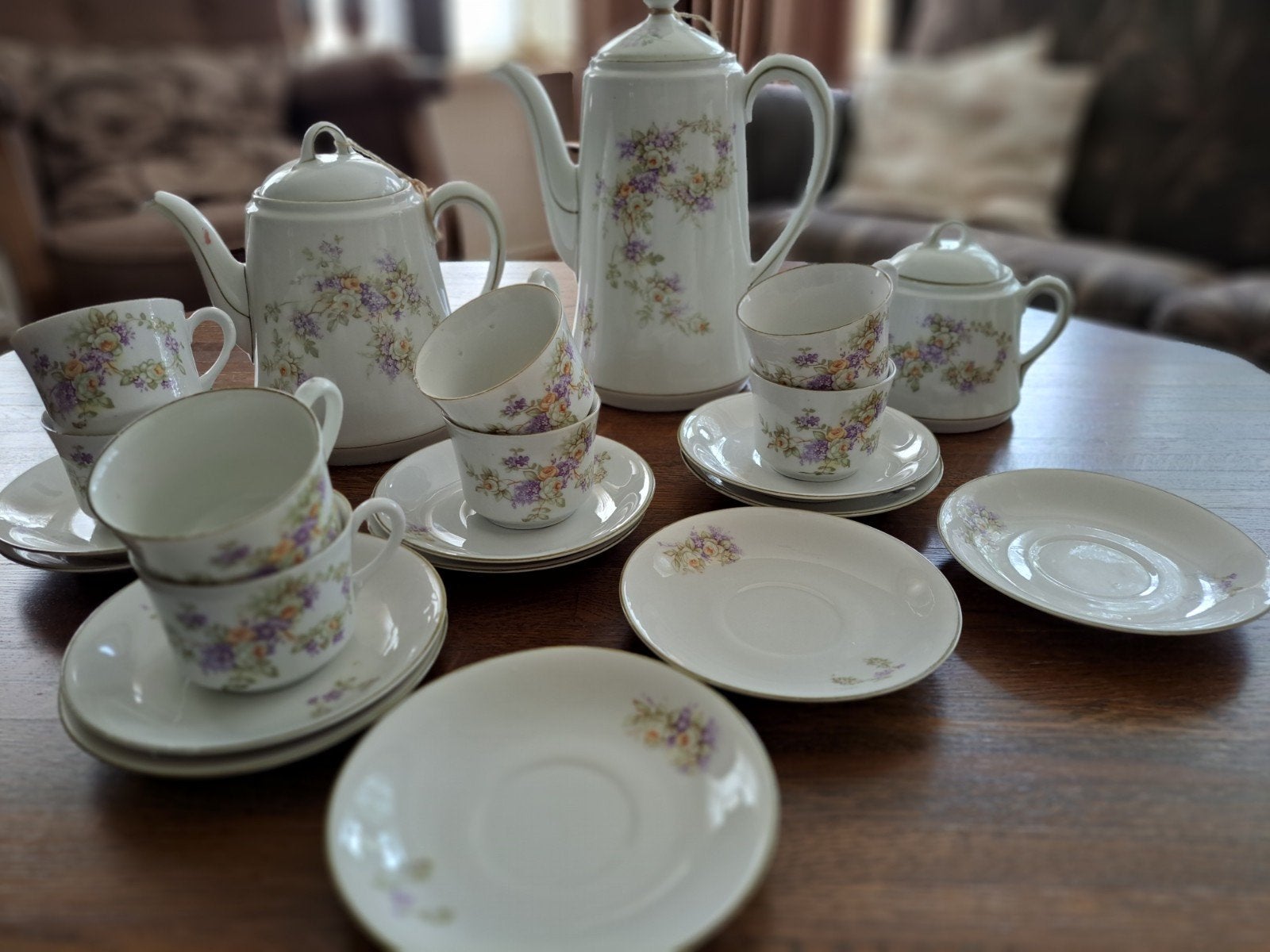 Vintage Weimer Germany Servies: koffie, thee, suikerpot,, Ophalen