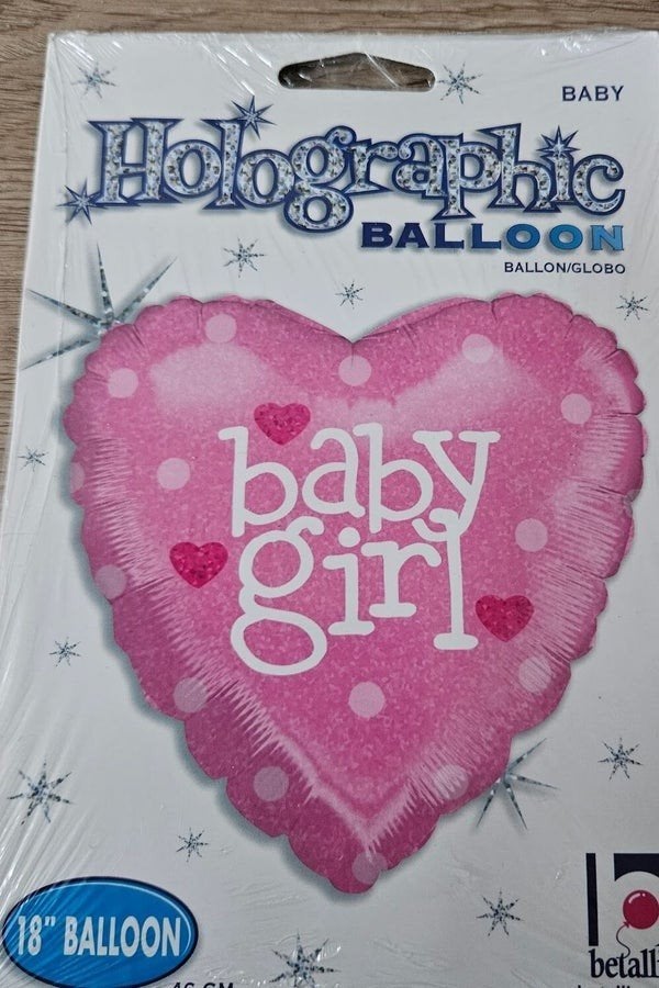 Holografische 'Baby Girl' Ballon - Roze Hart, Onbekend, Nieuw, Ophalen of Verzenden, Onbekend